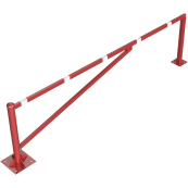 Swing barrier | to be fixed by plugs, hot-dip galvanized and red coated with white reflecting rings | clear width: 3500 mm | for padlock